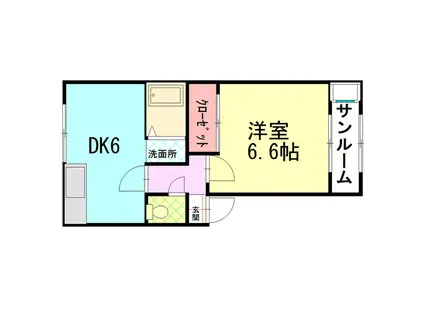 華葉II(1DK/1階)の間取り写真