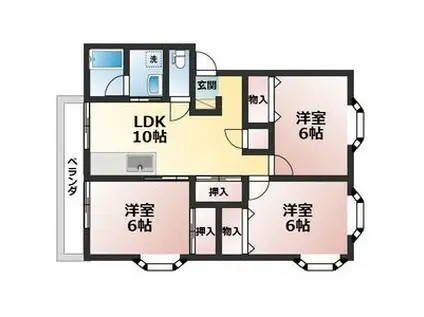 グリーンハイツB(3LDK/1階)の間取り写真