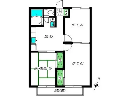 フローラルアイダC(3DK/2階)の間取り写真