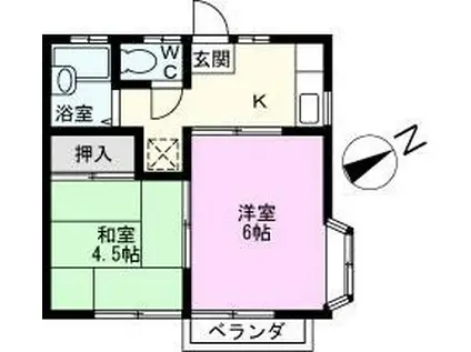 マインドハイム武里(2K/2階)の間取り写真