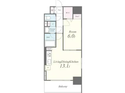 CANAL TERRACE SHINAGAWAキャナルテラスシナガワ(1LDK/9階)の間取り写真