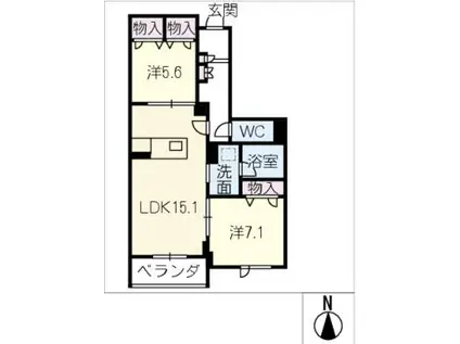 シャトーグラン(2LDK/3階)の間取り写真