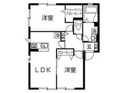 MAISONBLANCHE B棟(2LDK/1階)の間取り写真