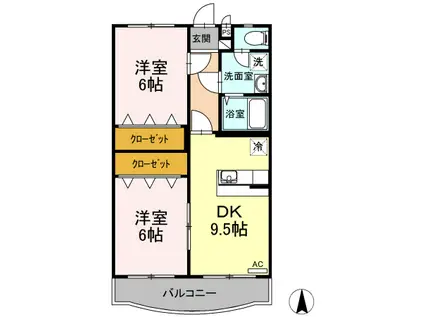 エスペランサI(2DK/1階)の間取り写真