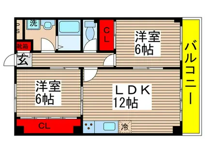 アベニューゆりの木(2LDK/2階)の間取り写真