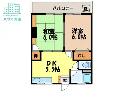 松尾ビル(2K/2階)の間取り写真