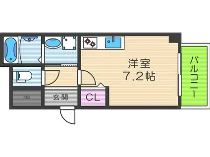 グランパシフィック天王寺南(ワンルーム/2階)の間取り写真