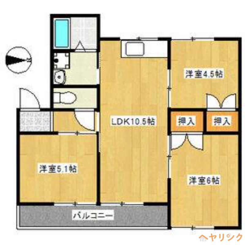 エクセル東丘(3LDK/2階)の間取り写真