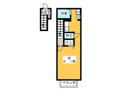 サンハイム(ワンルーム/2階)の間取り写真