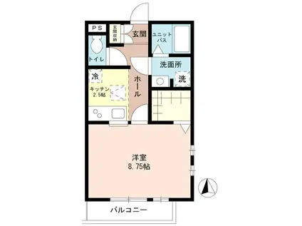 サクシード戸田(1K/2階)の間取り写真