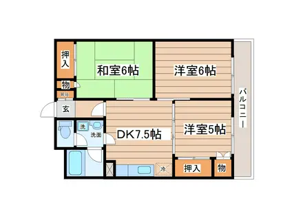 旭ハイツ(3DK/4階)の間取り写真