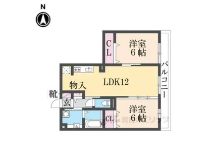 ラフィーネ大和八木 W棟(2LDK/2階)の間取り写真