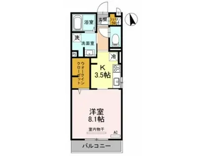 BE ALLAYED(1K/1階)の間取り写真