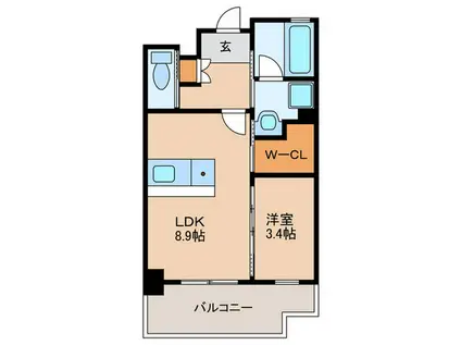 ロイヤルライン周船寺(1LDK/8階)の間取り写真