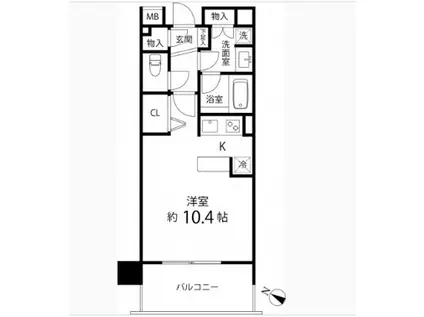 グレイスコート(ワンルーム/2階)の間取り写真