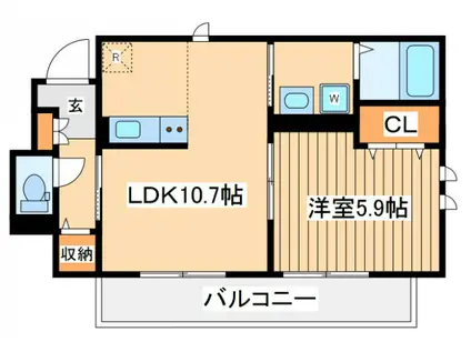 パレ・フルール(1LDK/1階)の間取り写真