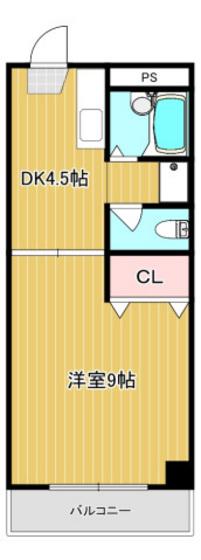 カーサ・ディオス(1DK/4階)の間取り写真