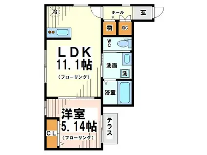 ルミナステラス明大前(1LDK/1階)の間取り写真