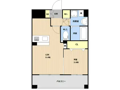 LIBTH南福岡(1LDK/10階)の間取り写真