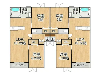ETOILE MATIN(2LDK/3階)の間取り写真