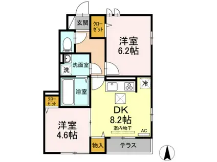 ロイジェント井荻AB棟(2DK/1階)の間取り写真