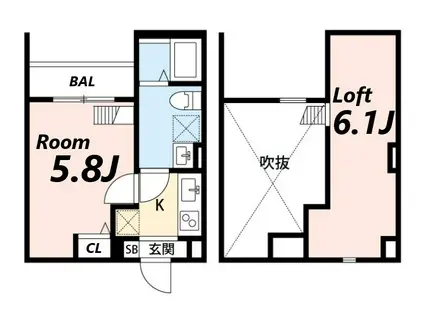 ＪＲ東海道本線 立花駅 徒歩22分 2階建 築10年(1K/2階)の間取り写真