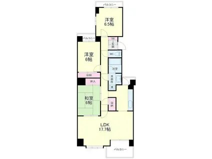 佐鳴湖パークタウン12号棟(3LDK/5階)の間取り写真