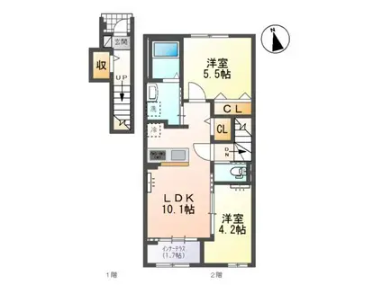 ティーノ フェリーチェ 33(2LDK/2階)の間取り写真