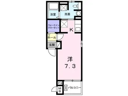 ミライフ多摩川(1K/2階)の間取り写真