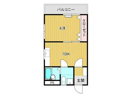 ポートハイツ岬之町(1DK/5階)の間取り写真