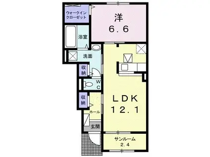 ブライトV(1LDK/1階)の間取り写真