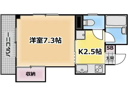 ミートピア北砂(1K/2階)の間取り写真