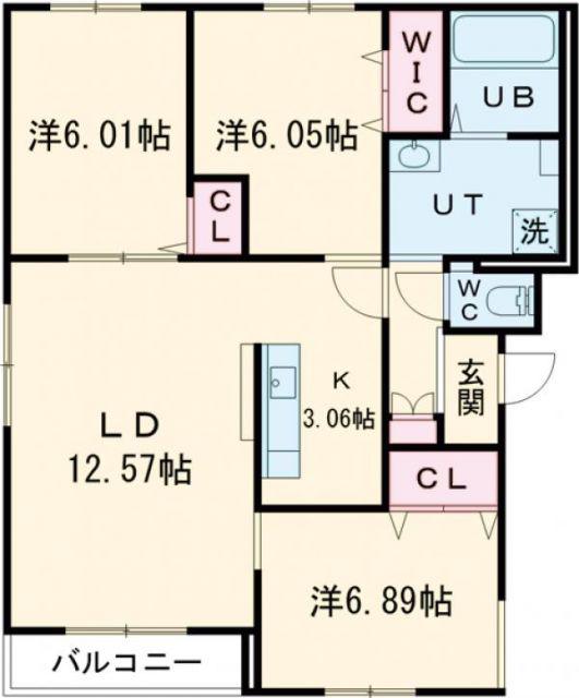 フィフティワンVOL.VI(3LDK/4階)の間取り写真