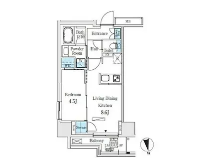 コスモグラシア浅草(1LDK/2階)の間取り写真