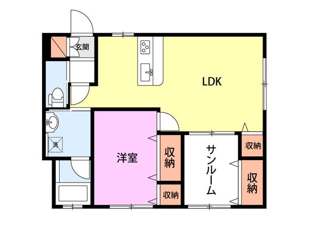 メイセ・スリー(1LDK/1階)の間取り写真