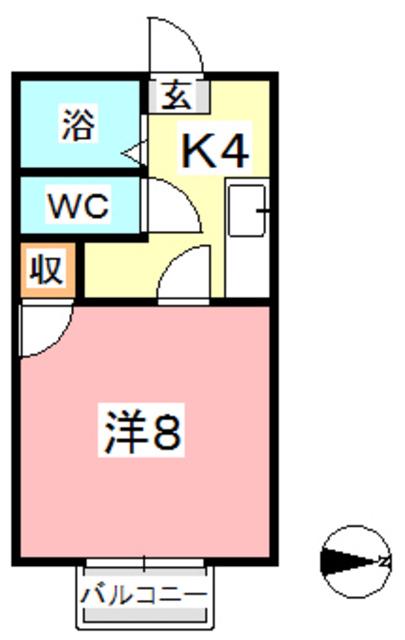 アルカディア総社(1K/2階)の間取り写真