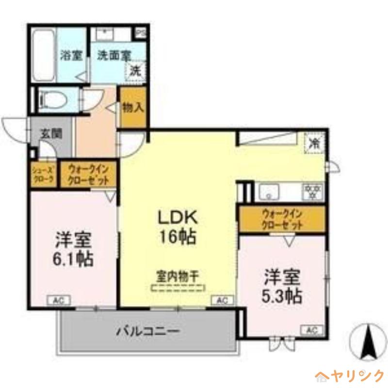 江向PARK(2LDK/2階)の間取り写真