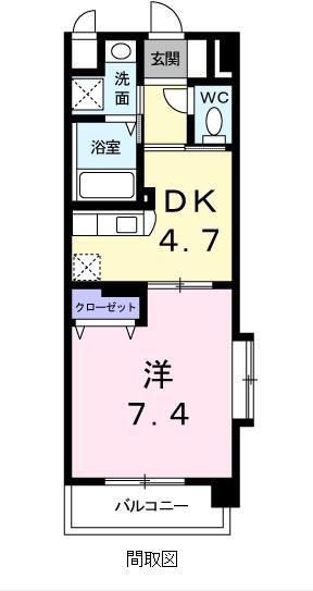 ドエルVI(1DK/4階)の間取り写真