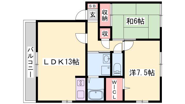 アベニュー御立(2LDK/2階)の間取り写真