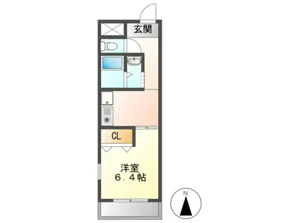 キャッスル若宮(1K/3階)の間取り写真