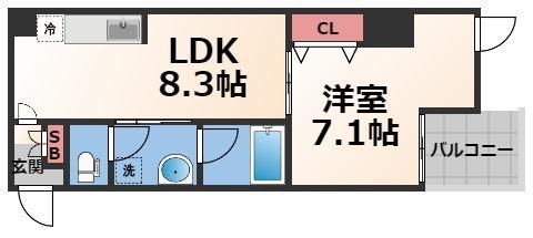 グランスイート(1LDK/8階)の間取り写真
