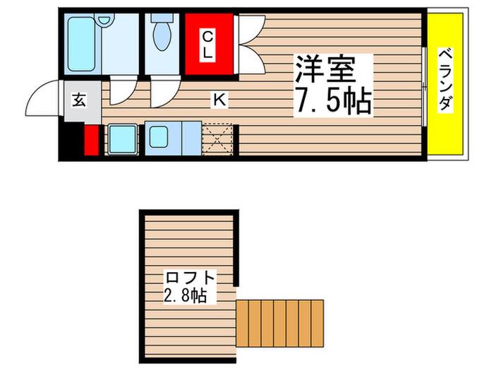 キャッスル本郷(1K/2階)の間取り写真