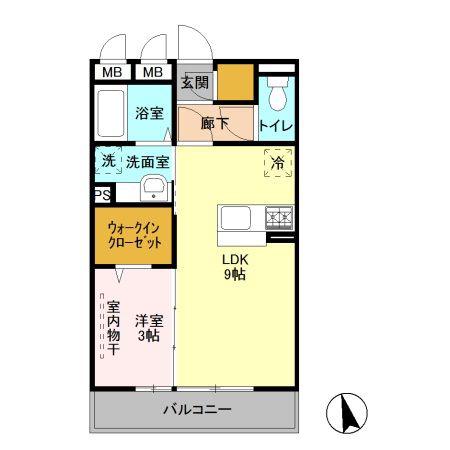 ヴィルクレール I(1LDK/3階)の間取り写真