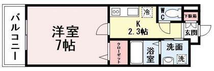   グレイスフル到津(1K/5階)の間取り写真