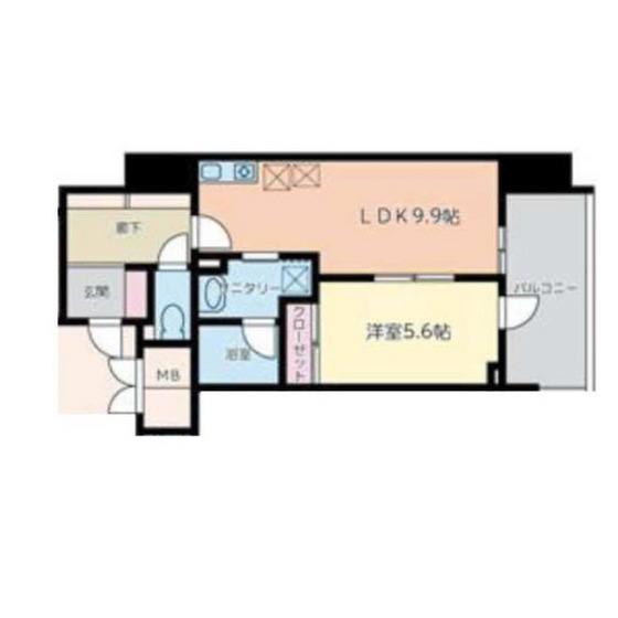 ラ・フォンテ立町(1LDK/9階)の間取り写真