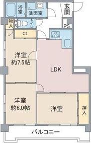 新日半田住吉ビル(3LDK/4階)の間取り写真
