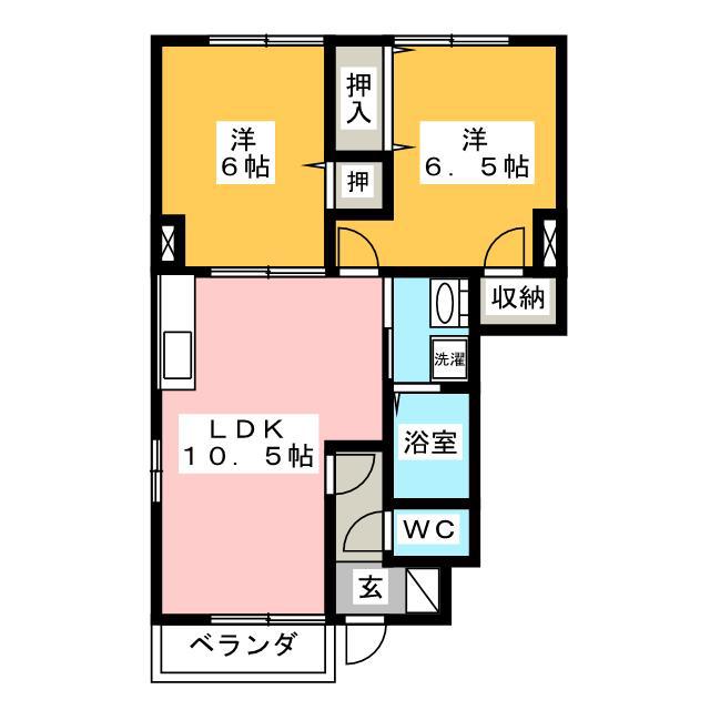 エスペランサ A(2LDK/1階)の間取り写真