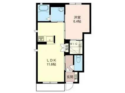 ポナールC(1LDK/1階)の間取り写真