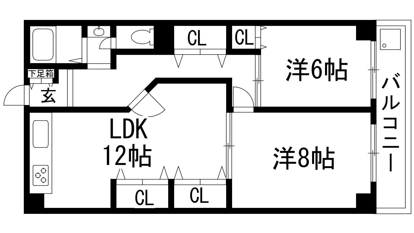 メゾン花屋敷(2LDK/1階)の間取り写真