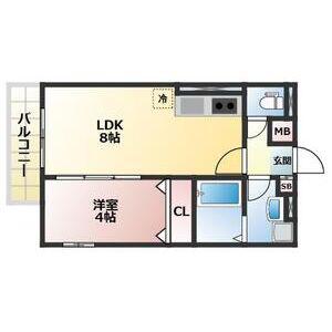 ALEGRIA北助松サウス(1LDK/3階)の間取り写真